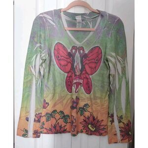 Daniel Benjamin Vintage Multicolor‎ Long Sleeve Soft Knit Sweater Top Size L